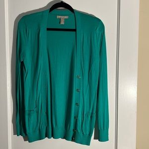 Green Banana Republic Cardigan with Gold Rimmed Buttons